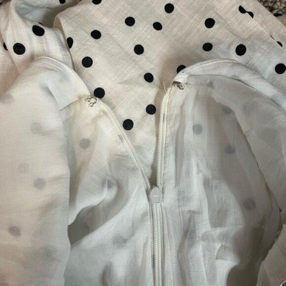 Lush Ivory Black Polka Dot Crossover Wrap Dress Size Small - Picture 7 of 13